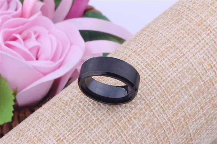 Yellow Chimes Rings for Women Black Ring 316L Stainless Steel Black Band Ring Women and Girls 10 Yellow Chimes Rings