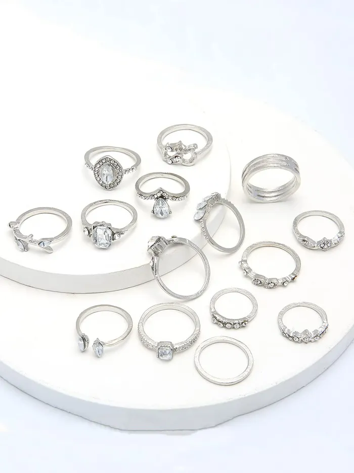 Yellow Chimes Rings for Women Girls Stack Rings for Girls Silver Tone Crystal Multi Designed Stack Ring for Women Birthday Gift For girls women Anniversary Gift for Wife Yellow Chimes Earrings