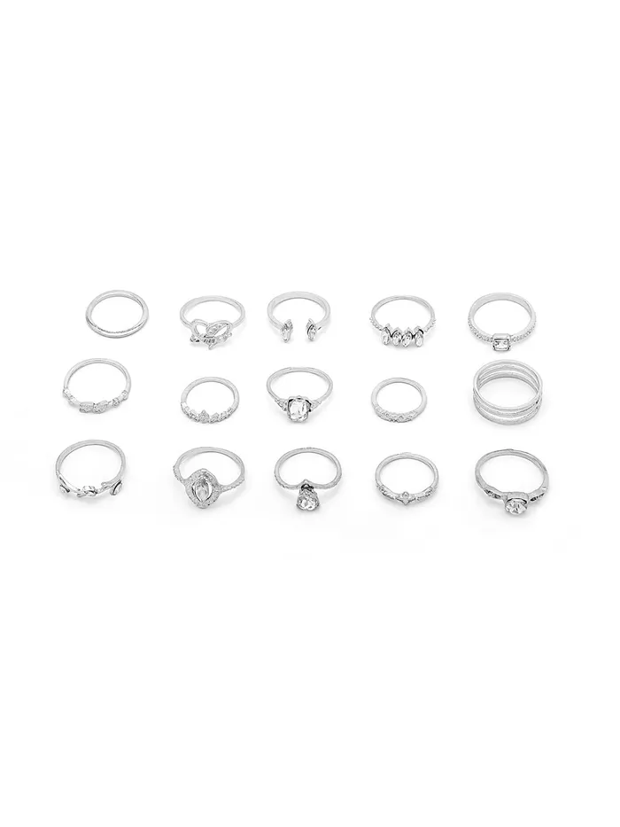 Yellow Chimes Rings for Women Girls Stack Rings for Girls Silver Tone Crystal Multi Designed Stack Ring for Women Birthday Gift For girls women Anniversary Gift for Wife Yellow Chimes Earrings