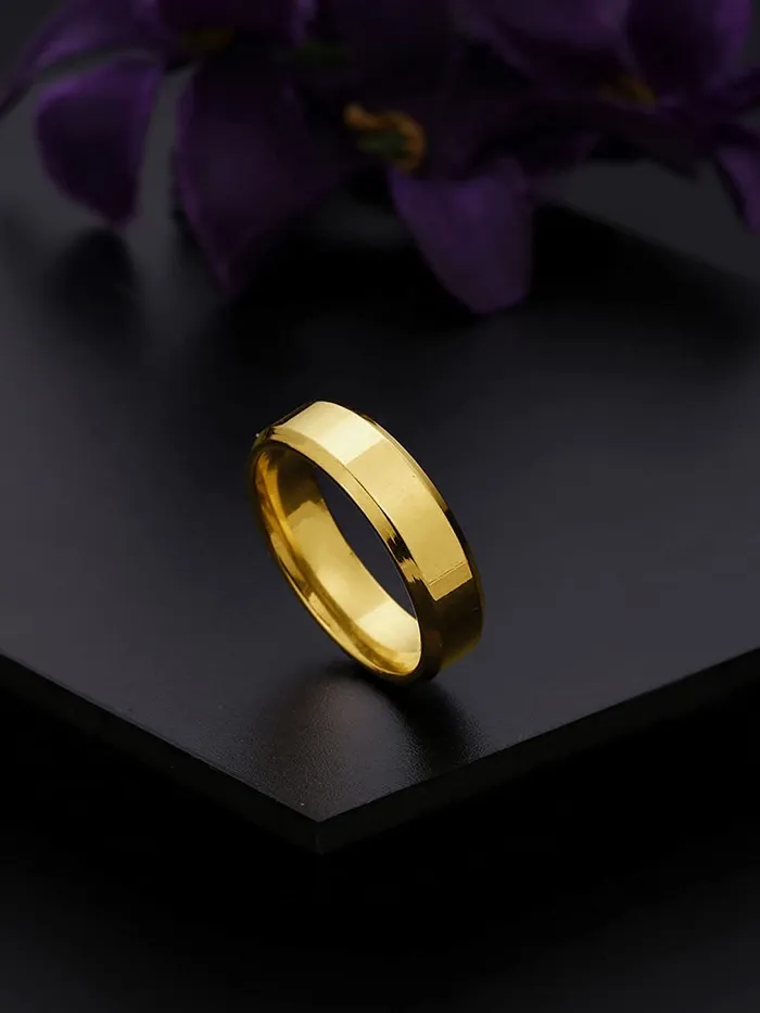 Yellow Chimes Rings for Women Stainless Steel Gold Plated Band Style Ring for Women and GirlsSize US 6 Yellow Chimes Rings