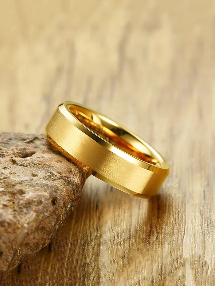 Yellow Chimes Rings for Women Stainless Steel Gold Plated Band Style Ring for Women and GirlsSize US 6 Yellow Chimes Rings