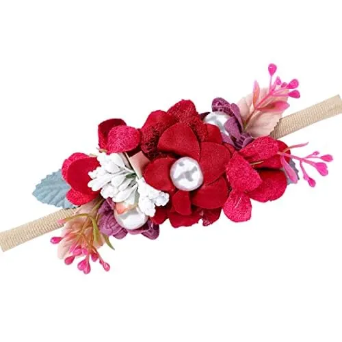 Yellow Chimes Rings Kairangi Hair Bands for Girls Kids Hair Accessories for Girls Baby Hair Band 2 Pcs Stretcheable Head Band Blue Floral Hairband for Girls Kids Bow Hair Band for Girls Kids Toddlers