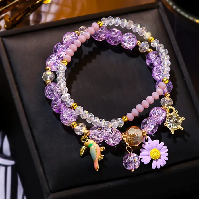 Yellow Chimes Rings Melbees by Yellow Chimes Bracelet for Kids and Girls Charm Bracelets Kids and Girls Multi layered Flower Charm Bracelet Birthday Gift For Kids and Girls