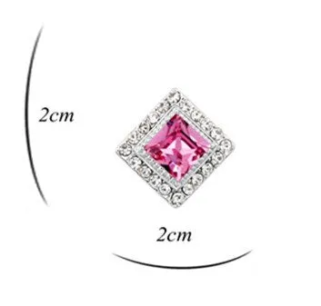 Yellow Chimes Rings Yellow Chimes A5 High Grade Crystal Platinum Plated Sqaure Crystal Earrings for Women Girls Pink