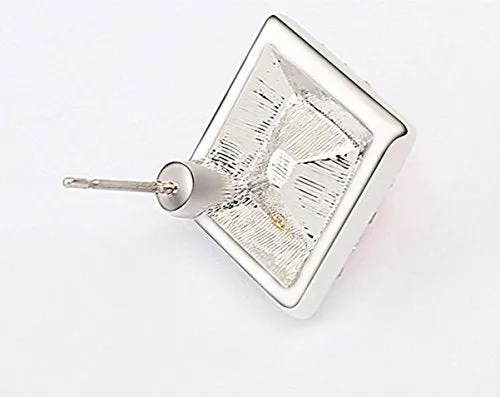 Yellow Chimes Rings Yellow Chimes A5 High Grade Crystal Platinum Plated Sqaure Crystal Earrings for Women Girls Pink
