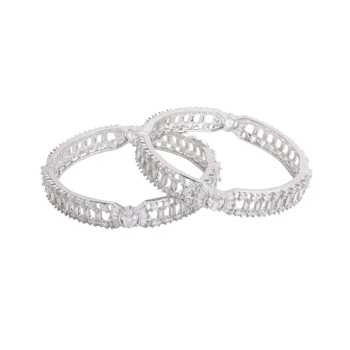 Yellow Chimes Rings Yellow Chimes Bangles for Women and Girls American Diamond Bangles for women Silver Tone White AD Studded Bangles for girls Birthday Gift For girls and women Anniversary Gift for Wife