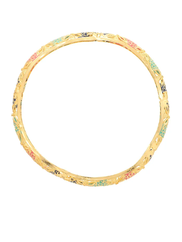Yellow Chimes Rings Yellow Chimes Bangles for Women Floral and Wave Designed Meenakari Touch Traditional Bangles for Women and Girls