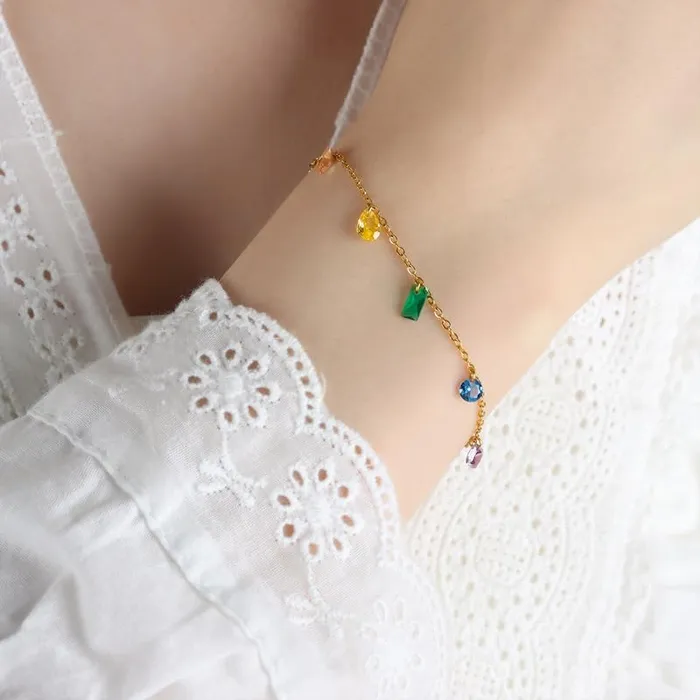 Yellow Chimes Rings Yellow Chimes Bracelet for Women and Girls Fashion Golden Chain Bracelets for Women Gold Plated Crystal Charms Link Chain Bracelet Birthday Gift For Girls Women Anniversary Gift for Wife