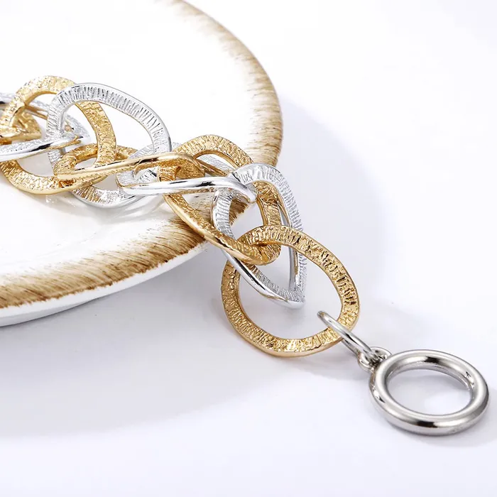 Yellow Chimes Rings Yellow Chimes Bracelet for Women Gold Plated Dual Tone Silver Gold Link Chain Bracelet For Women and Girls