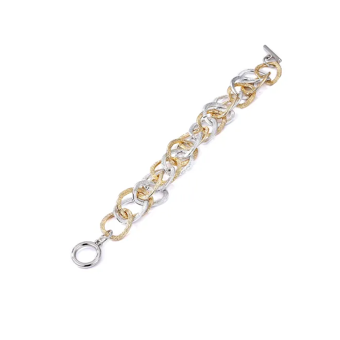 Yellow Chimes Rings Yellow Chimes Bracelet for Women Gold Plated Dual Tone Silver Gold Link Chain Bracelet For Women and Girls