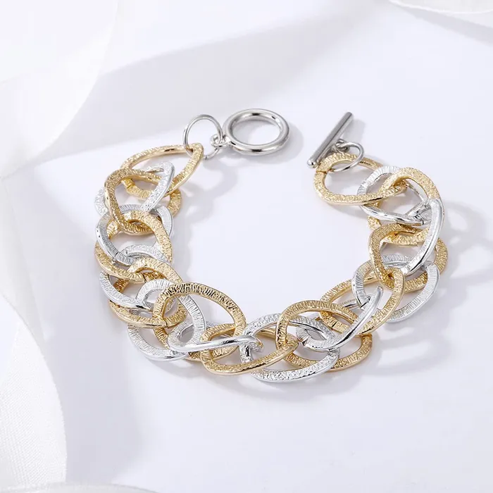 Yellow Chimes Rings Yellow Chimes Bracelet for Women Gold Plated Dual Tone Silver Gold Link Chain Bracelet For Women and Girls