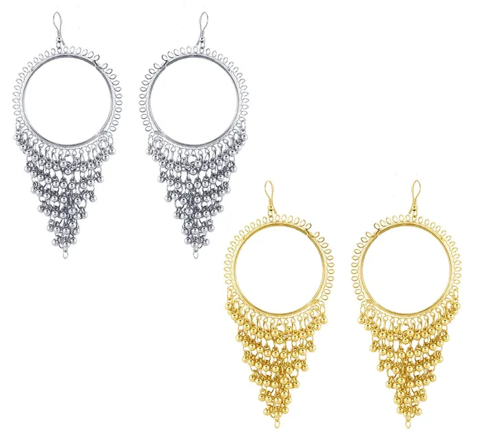 Yellow Chimes Rings Yellow Chimes Combo of 2 Pairs Silver Golden Danglers Traditional Chandbali Earrings for Women and Girls Yellow Chimes Rings Yellow Chimes Combo of 2 Pairs Silver Golden Danglers Traditional Chandbali Earrings for Women and Girls