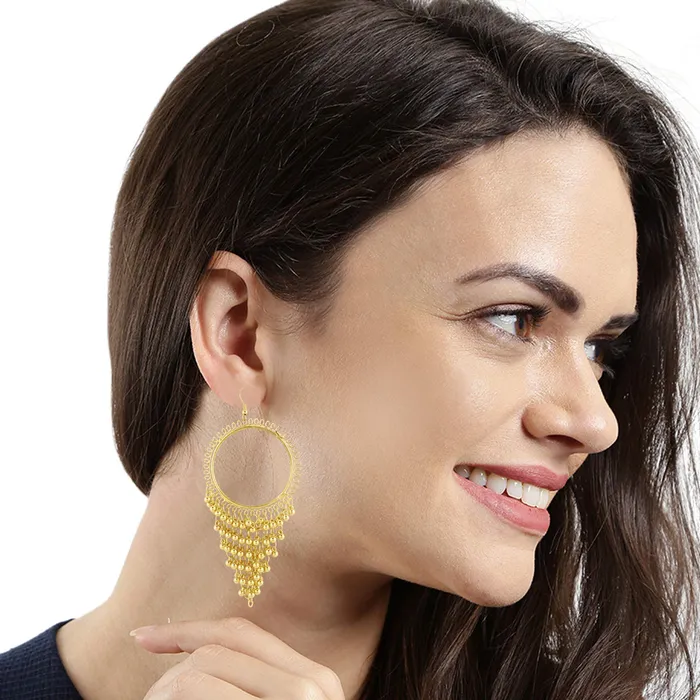 Yellow Chimes Rings Yellow Chimes Combo of 2 Pairs Silver Golden Danglers Traditional Chandbali Earrings for Women and Girls
