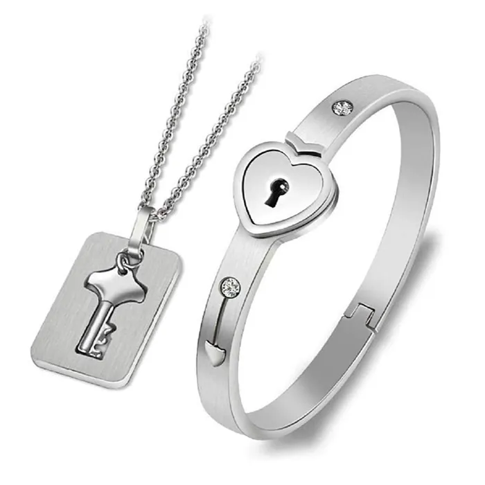 Yellow Chimes Rings Yellow Chimes Couple Bracelet Set for Women Engraved Lock and Key Stainless Steel Couple Bracelet Pendant Necklace Set for Men and Women Yellow Chimes Rings Yellow Chimes Couple Bracelet Set for Women Engraved Lock and Key Stainless Steel Couple Bracelet Pendant Necklace Set for Men and Women
