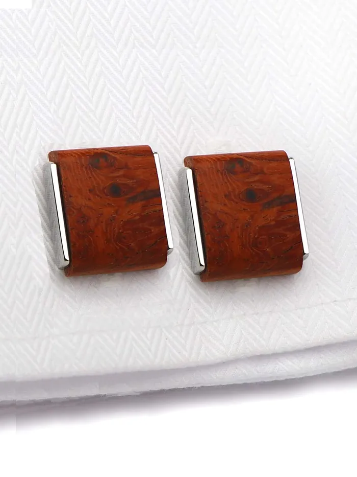 Yellow Chimes Rings Yellow Chimes Cufflinks for Men Cuff links Stainles Steel Wooden Brown Silver Cufflinks for Men and Boys