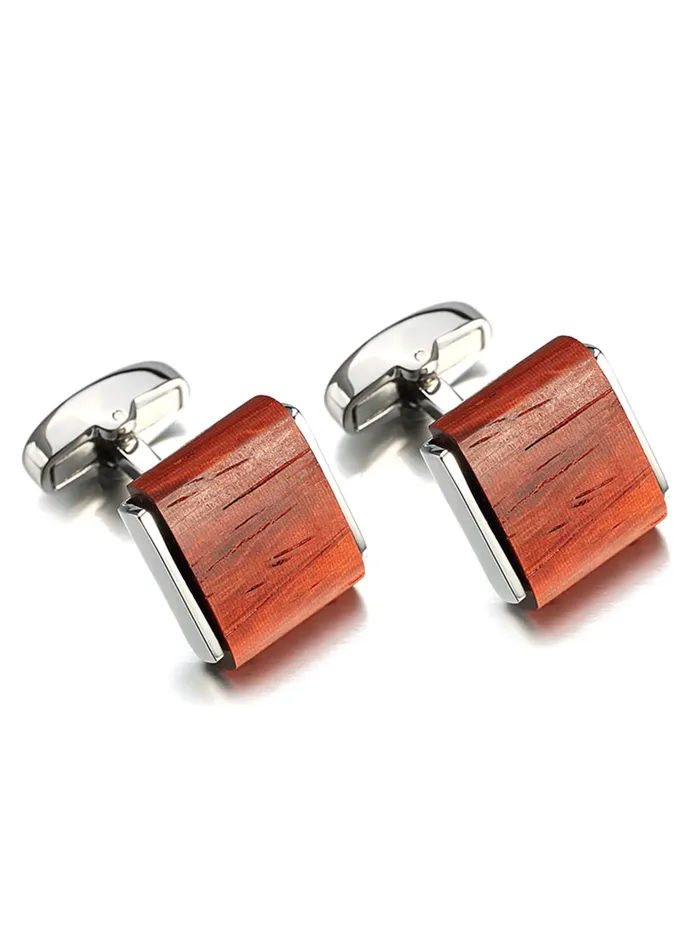 Yellow Chimes Rings Yellow Chimes Cufflinks for Men Cuff links Stainles Steel Wooden Brown Silver Cufflinks for Men and Boys