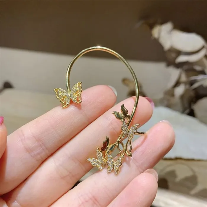 Yellow Chimes Rings Yellow Chimes Earrings for Women and Girls Fashion Gold Ear Cuff Gold Toned Ear Cuff Butterfly Cartilage Ear Clips Earrings Birthday Gift for Girls and Women Anniversary Gift for Wife