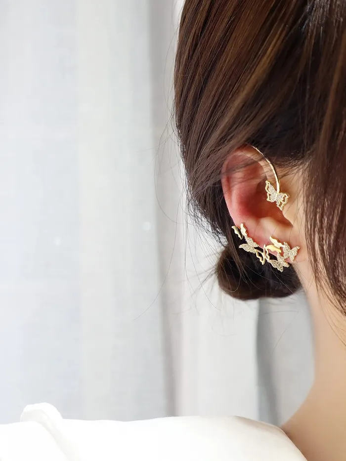 Yellow Chimes Rings Yellow Chimes Earrings for Women and Girls Fashion Gold Ear Cuff Gold Toned Ear Cuff Butterfly Cartilage Ear Clips Earrings Birthday Gift for Girls and Women Anniversary Gift for Wife