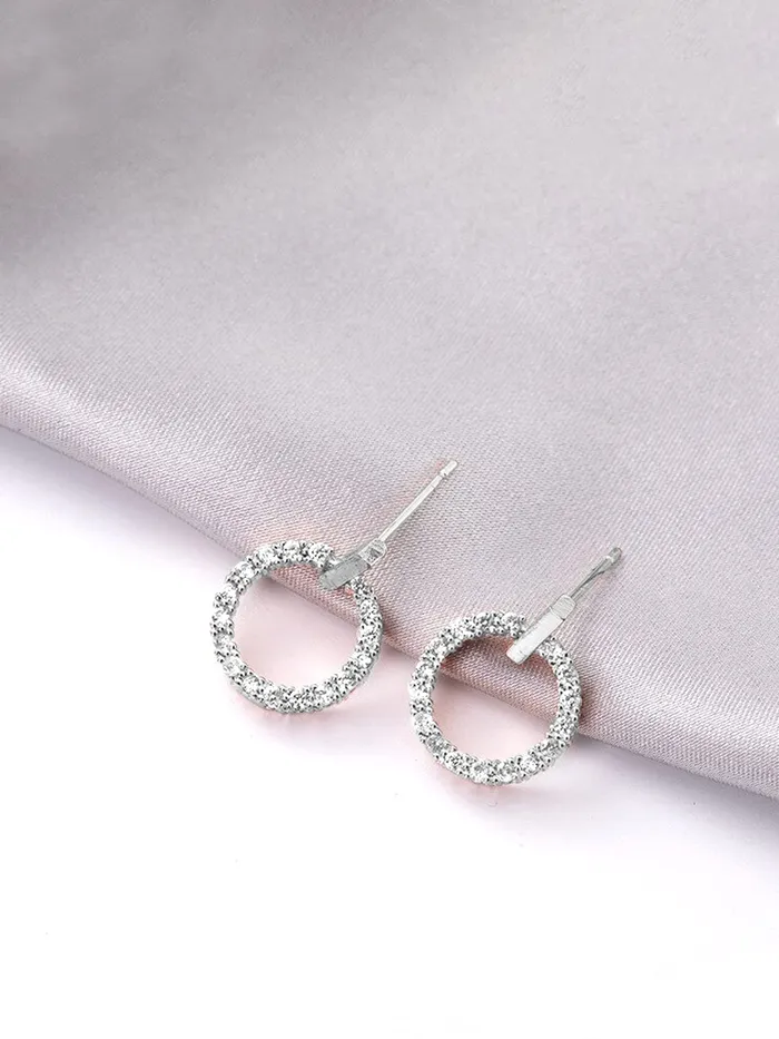 Yellow Chimes Rings Yellow Chimes Earrings for Women and Girls Silver Crystal Stud Earrings for Women Silver Toned Pearl Leafy Shaped Studs Earrings Birthday Gift for girls and women Anniversary Gift for Wife