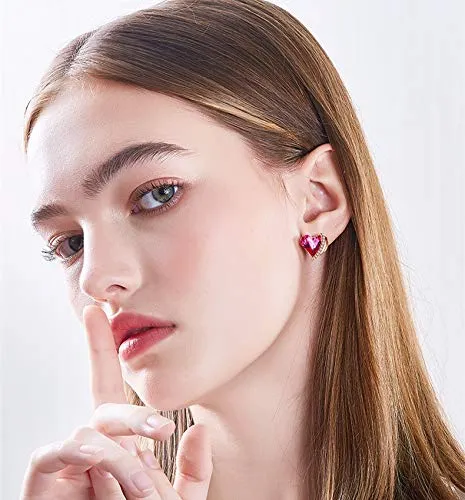 Yellow Chimes Rings Yellow Chimes Earrings for Women Girls Pink Crystals from Swarovski Studs Rosegold Toned Valentines Special Love Heart Stud Earrings for Women Birthday Anniversary Gift