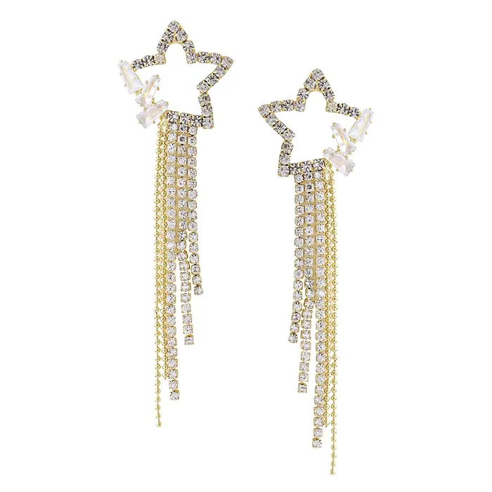 Yellow Chimes Rings Yellow Chimes Earrings For Women Gold Tone Crystal Star Shape Long Chain Tassel Dangler Earrings For Women and Girls Yellow Chimes Rings Yellow Chimes Earrings For Women Gold Tone Crystal Star Shape Long Chain Tassel Dangler Earrings For Women and Girls