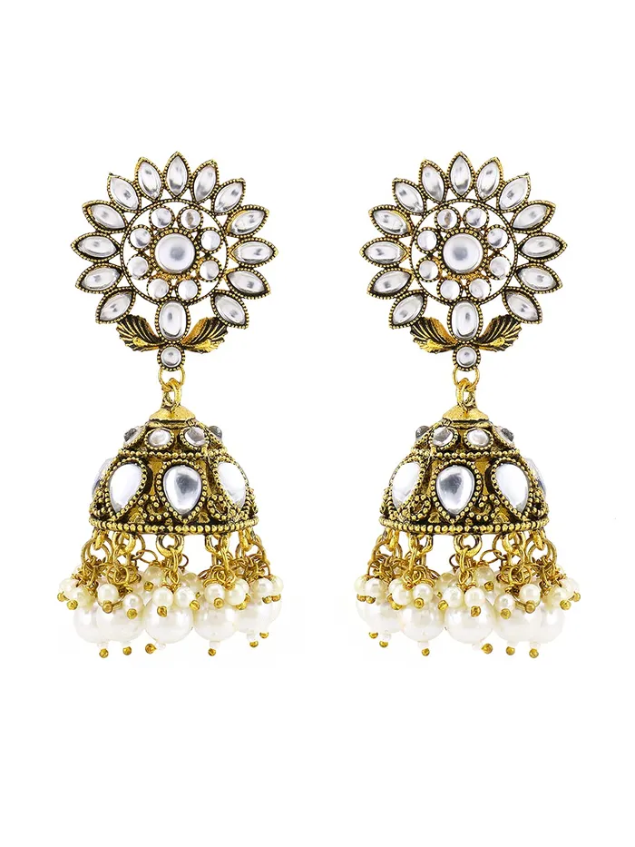 Yellow Chimes Rings Yellow Chimes Ethnic Gold Plated Flower Design Traditional Stone Studded White Beads Jhumka Earrings for Women and Girls Medium YCTJER87STLFJHGL Yellow Chimes Rings Yellow Chimes Ethnic Gold Plated Flower Design Traditional Stone Studded White Beads Jhumka Earrings for Women and Girls Medium YCTJER87STLFJHGL
