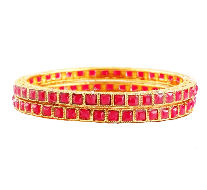 Yellow Chimes Rings Yellow Chimes Exclusive Ruby Studded 2 PC Gold Plated Traditional Bangles Set for Women and Girls Yellow Chimes Rings Yellow Chimes Exclusive Ruby Studded 2 PC Gold Plated Traditional Bangles Set for Women and Girls