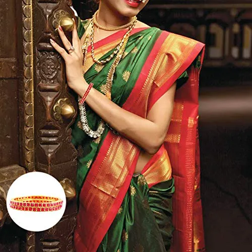 Yellow Chimes Rings Yellow Chimes Exclusive Ruby Studded 2 PC Gold Plated Traditional Bangles Set for Women and Girls