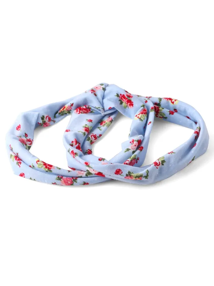 Yellow Chimes Rings Yellow Chimes Head Bands for Girls Headbands for Women Fabric Floral Printed Blue Headband Hair Accessories for Women and Girls