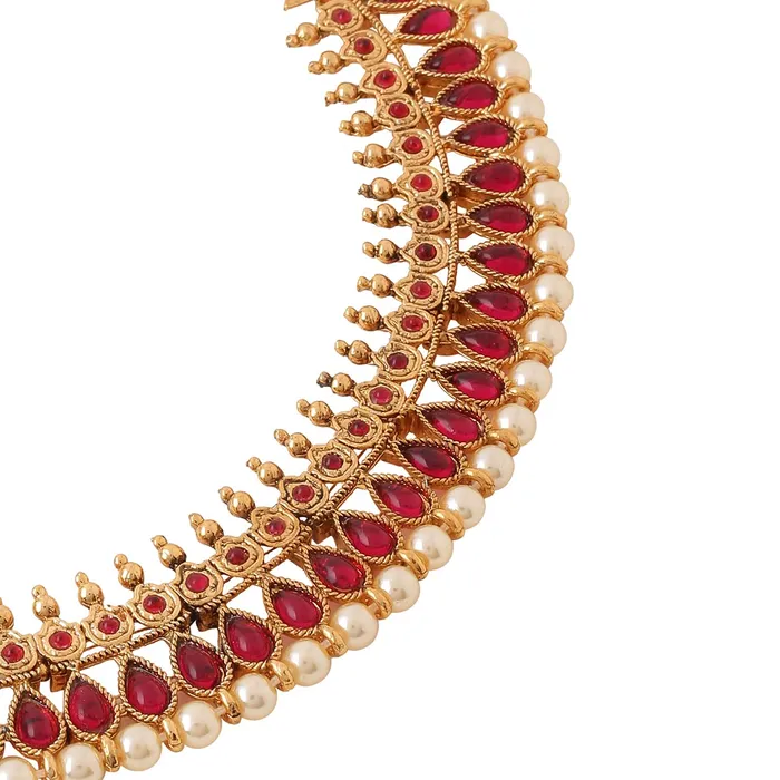 Yellow Chimes Rings Yellow Chimes Jewellery Set for Women and Girls Crystal Jewellery Set for Women Gold Plated Pink Stone Choker Necklace Set Birthday Gift for girls and women Anniversary Gift for Wife