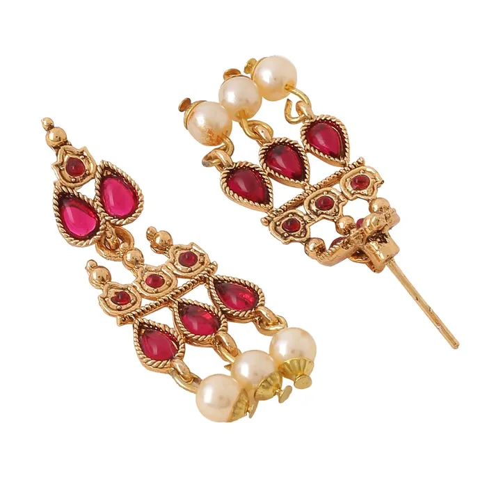 Yellow Chimes Rings Yellow Chimes Jewellery Set for Women and Girls Crystal Jewellery Set for Women Gold Plated Pink Stone Choker Necklace Set Birthday Gift for girls and women Anniversary Gift for Wife