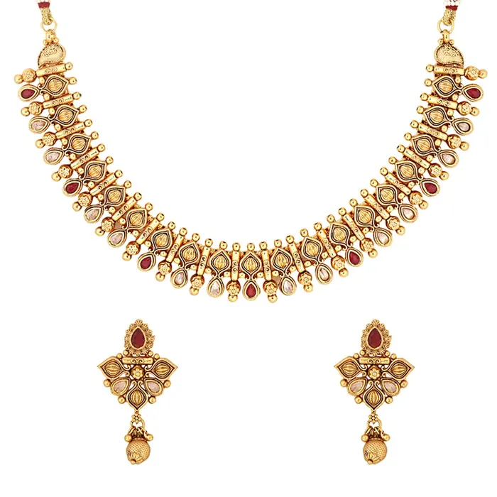 Yellow Chimes Rings Yellow Chimes Jewellery Set for Women Gold Toned Crystal Studded Choker Necklace Set with Earrings for Women and Girls Yellow Chimes Rings Yellow Chimes Jewellery Set for Women Gold Toned Crystal Studded Choker Necklace Set with Earrings for Women and Girls