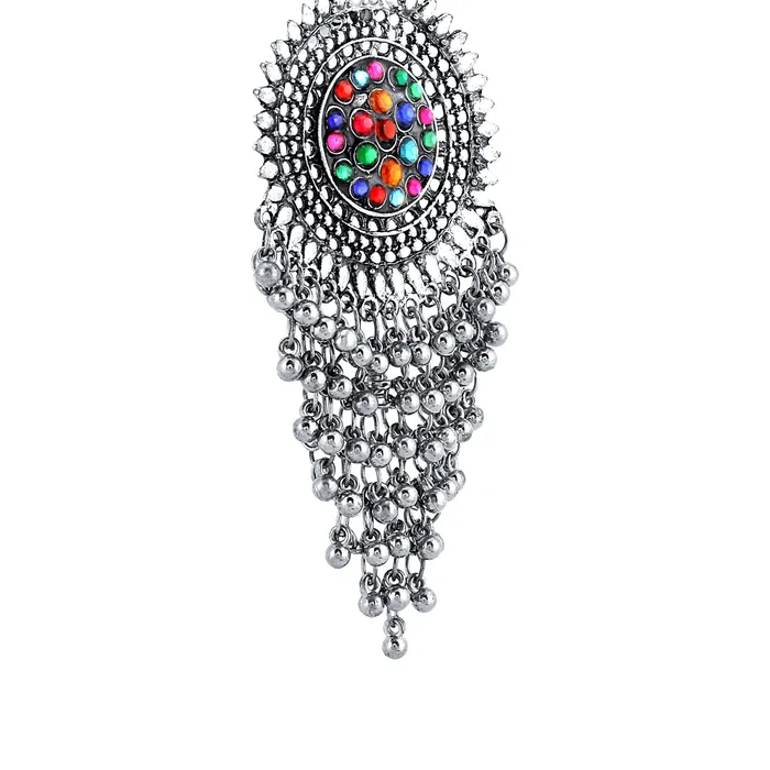 Yellow Chimes Rings Yellow Chimes Oxidised Danglers Earrings for Women Silver Oxidised Dangler Gypsy look Afghani Antique Chandbali Earrings for Women and Girls