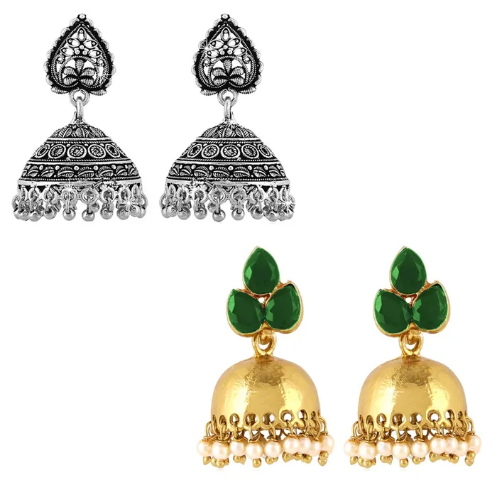 Yellow Chimes Rings Yellow Chimes Oxidized Green Golden Goldplated Copper Traditional JhumkaJhumki Earrings for Women and Girls Combo of Two Pairs Yellow Chimes Rings Yellow Chimes Oxidized Green Golden Goldplated Copper Traditional JhumkaJhumki Earrings for Women and Girls Combo of Two Pairs