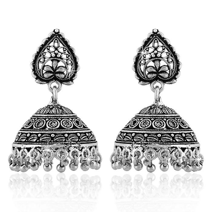 Yellow Chimes Rings Yellow Chimes Oxidized Green Golden Goldplated Copper Traditional JhumkaJhumki Earrings for Women and Girls Combo of Two Pairs