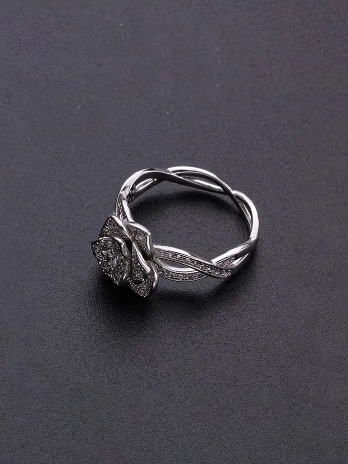 Yellow Chimes Rings Yellow Chimes Ring for women Elegant Austrian White Stone Crystal Studded Silver toned Ring for Women and Girls Size US 6