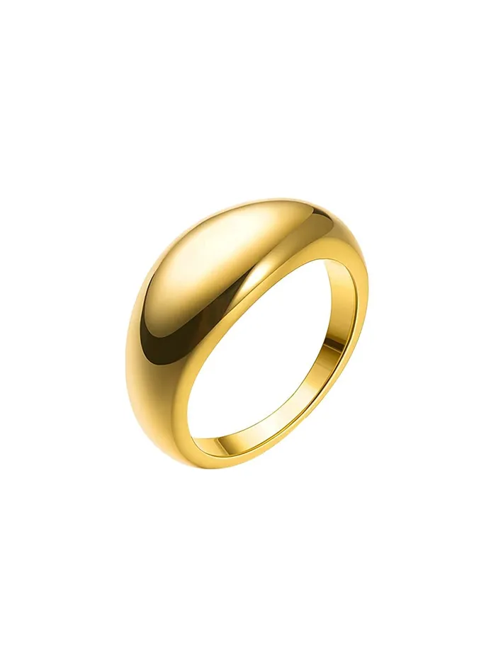 Yellow Chimes Rings Yellow Chimes Ring For Women Gold Plated lightweight Round band style ring for women and girls Size US 8