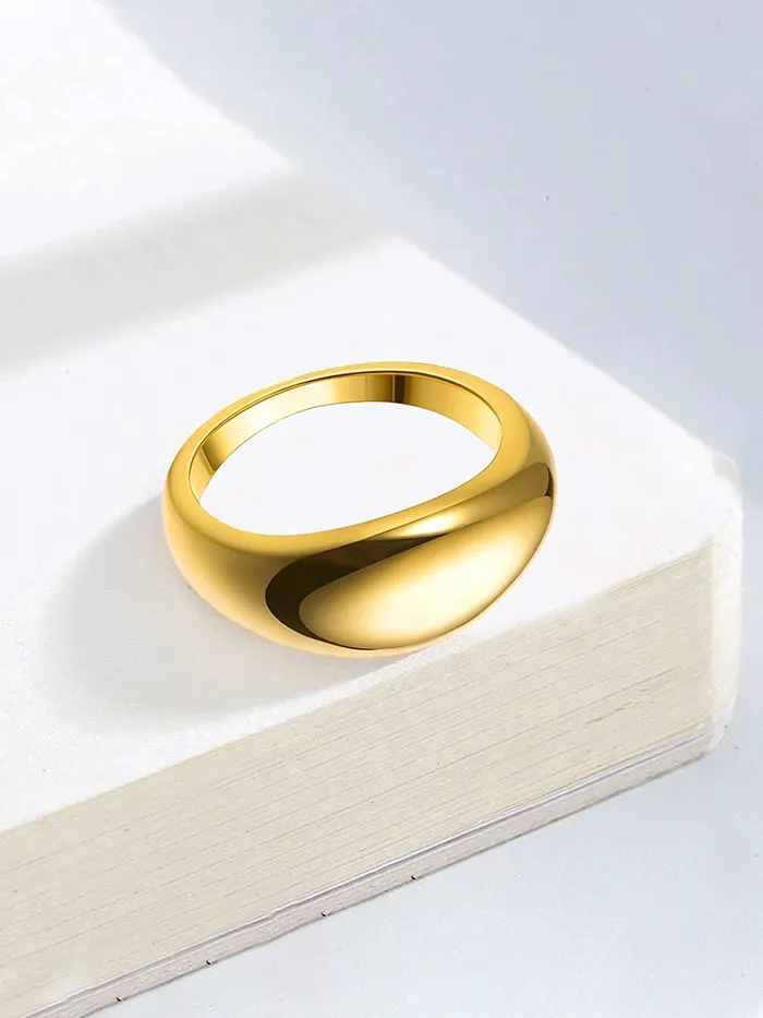 Yellow Chimes Rings Yellow Chimes Ring For Women Gold Plated lightweight Round band style ring for women and girls Size US 8