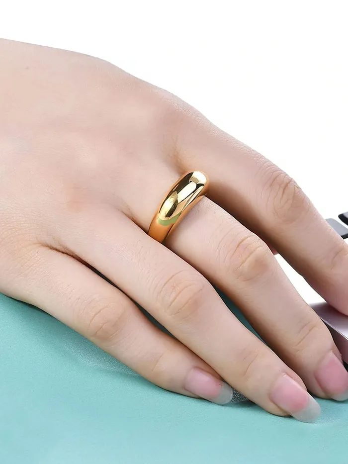 Yellow Chimes Rings Yellow Chimes Ring For Women Gold Plated lightweight Round band style ring for women and girls Size US 8