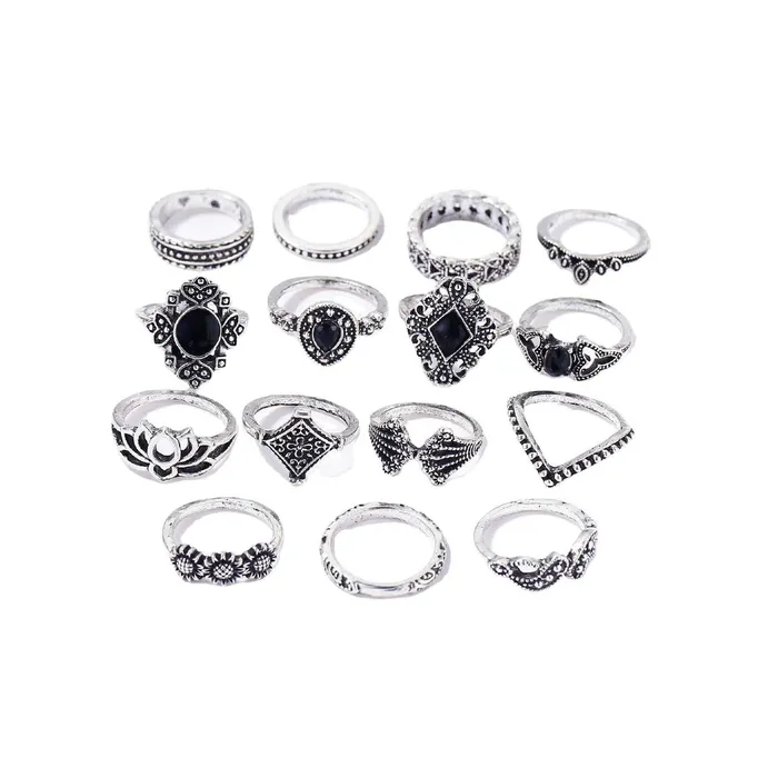 Yellow Chimes Rings Yellow Chimes Rings for Women 15 PCs Combo Ring Set Boho Vintage Style Silver Oxidised Plated Knuckle Rings Set for Women and Girls Yellow Chimes Rings Yellow Chimes Rings for Women 15 PCs Combo Ring Set Boho Vintage Style Silver Oxidised Plated Knuckle Rings Set for Women and Girls