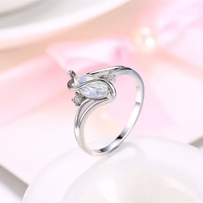 Yellow Chimes Rings Yellow Chimes Rings for Women Silver toned Crystal Stoned Olivia ManMade Opal Invisible Setting Trendy Ring for Women Girls