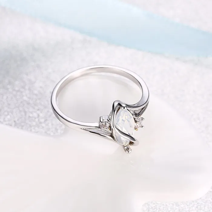 Yellow Chimes Rings Yellow Chimes Rings for Women Silver toned Crystal Stoned Olivia ManMade Opal Invisible Setting Trendy Ring for Women Girls