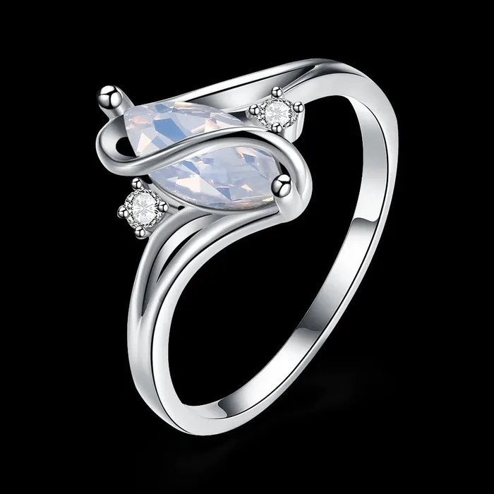 Yellow Chimes Rings Yellow Chimes Rings for Women Silver toned Crystal Stoned Olivia ManMade Opal Invisible Setting Trendy Ring for Women Girls
