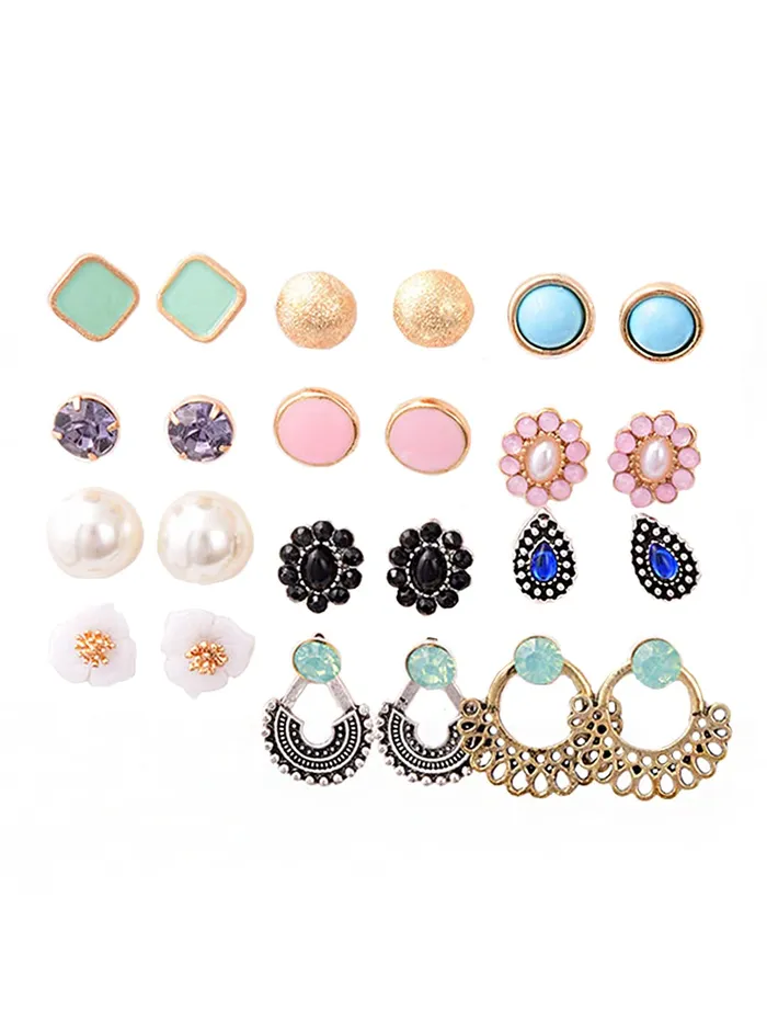 Yellow Chimes Rings Yellow Chimes Stud Earrings for Women Set of 12 Pairs Multicolor Stones Colourful Combo Stud Earrings For Women and Girls Yellow Chimes Rings Yellow Chimes Stud Earrings for Women Set of 12 Pairs Multicolor Stones Colourful Combo Stud Earrings For Women and Girls