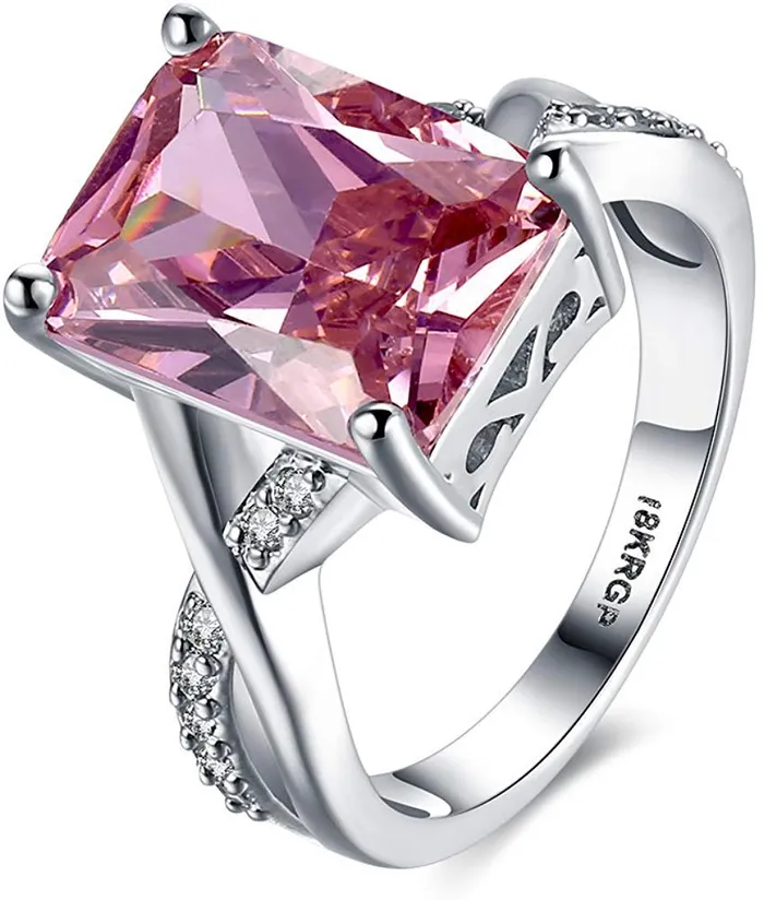 Yellow Chimes Rings Yellow Chimes Valentines Gift Combo of Crystals from Swarovski Pink Designer Ring in Red Velvet Rose Ring Box for Women and Girls