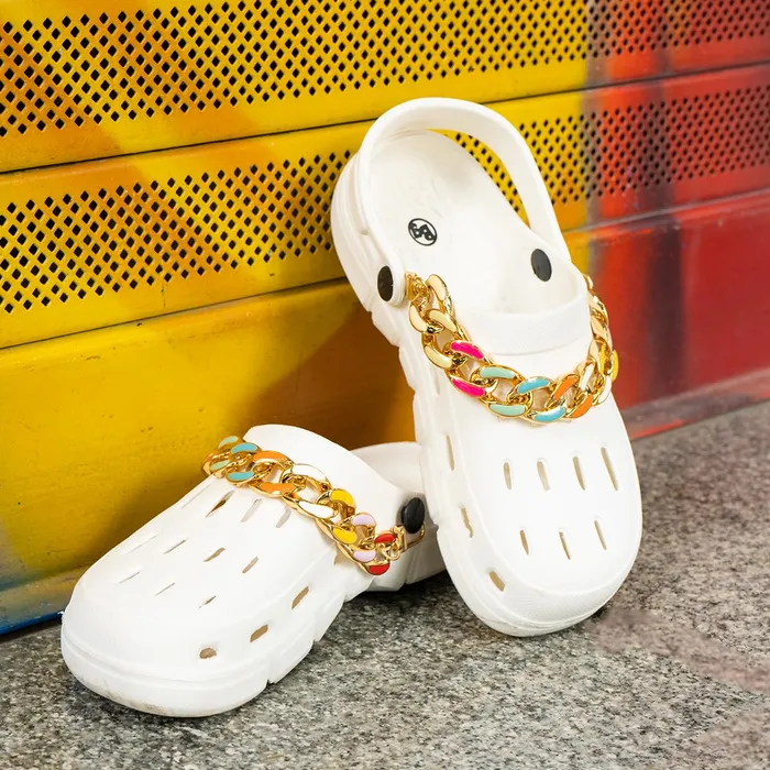 Yellow Chimes Shoe Chains for Girls and Boys Shoe Accessories Link Chain Design Shoe Decoration Charms Shoe Chains for Unisex Pack of 2 pieces Shoe Chain Charms for Croc Yellow Chimes Necklaces