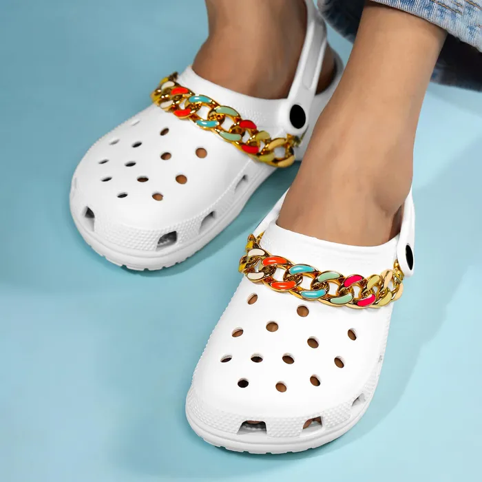 Yellow Chimes Shoe Chains for Girls and Boys Shoe Accessories Link Chain Design Shoe Decoration Charms Shoe Chains for Unisex Pack of 2 pieces Shoe Chain Charms for Croc Yellow Chimes Necklaces