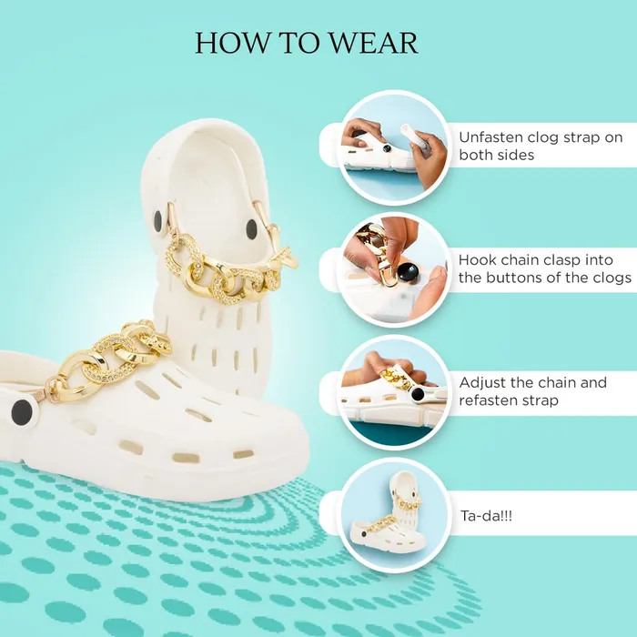 Yellow Chimes Shoe Chains for Girls and Boys Shoe Accessories Link Chain Design Shoe Decoration Charms Shoe Chains for Unisex Pack of 2 pieces Shoe Chain Charms for Croc Yellow Chimes Necklaces