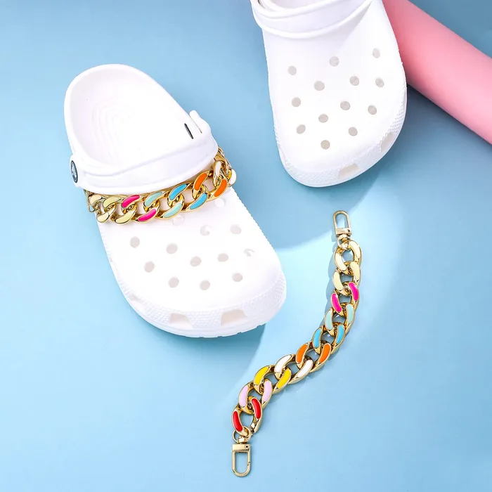 Yellow Chimes Shoe Chains for Girls and Boys Shoe Accessories Link Chain Design Shoe Decoration Charms Shoe Chains for Unisex Pack of 2 pieces Shoe Chain Charms for Croc Yellow Chimes Necklaces