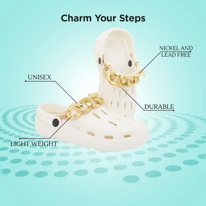 Yellow Chimes Shoe Chains for Girls and Boys Shoe Accessories Link Chain Design Shoe Decoration Charms Shoe Chains for Unisex Pack of 2 pieces Shoe Chain Charms for Croc Yellow Chimes Necklaces
